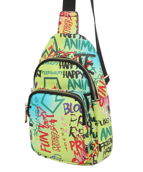 Graffiti Sling Crossbody Backpack 1