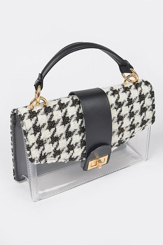 Houndstooth Transparent Purse Beige