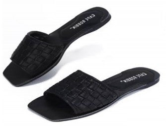 Square Toe Slides Black