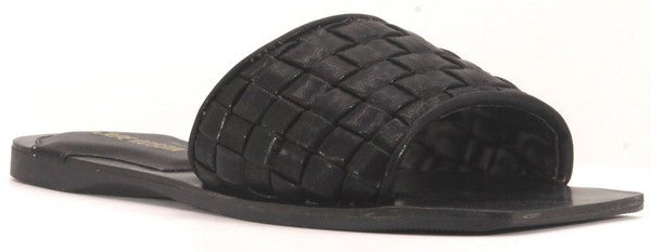 Square Toe Slides Black