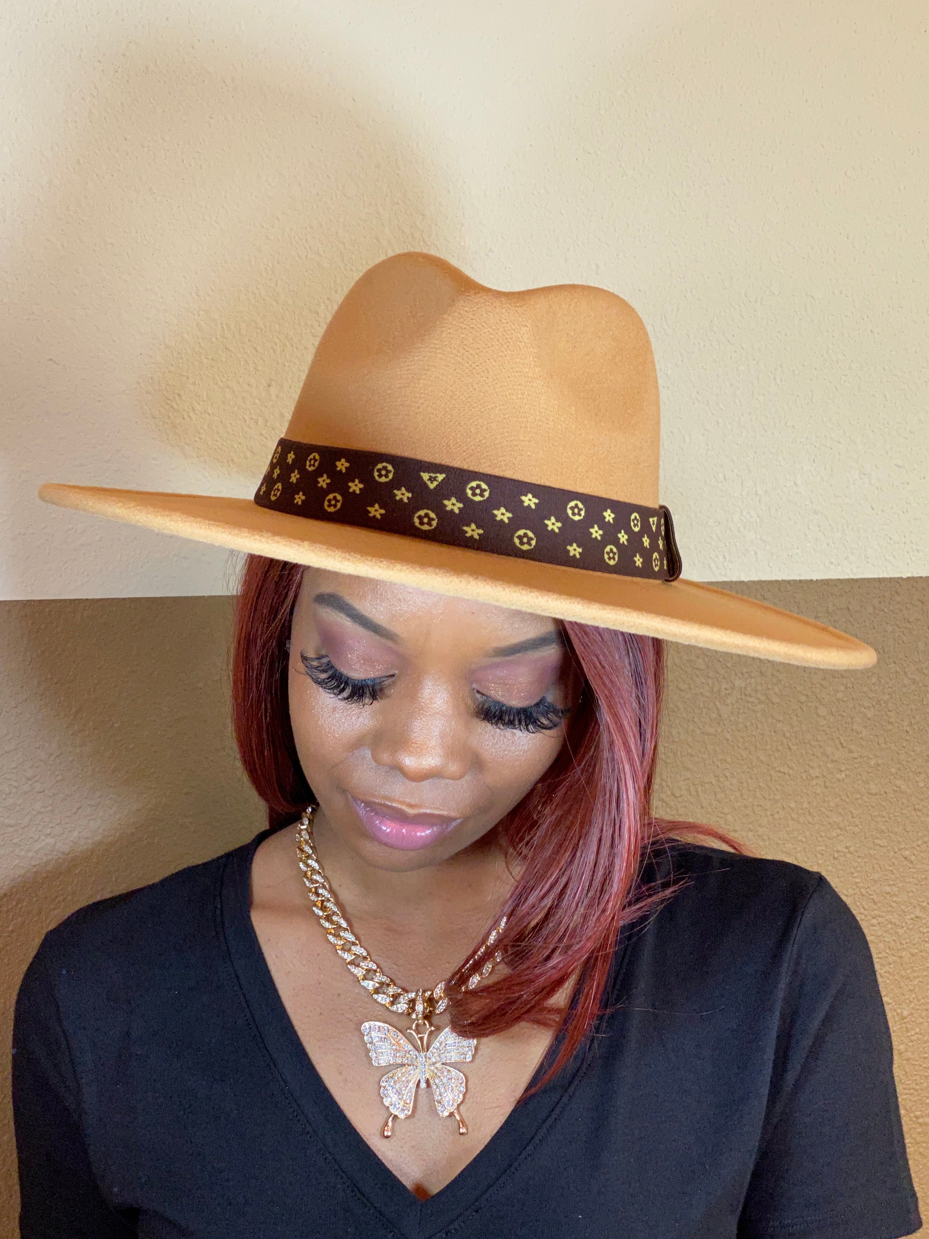 Luxe Band Wide Brim Fedora Camel