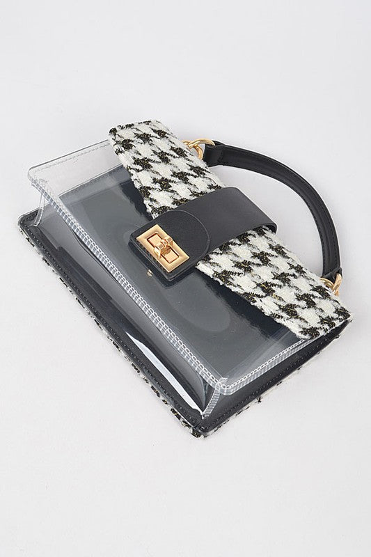 Houndstooth Transparent Purse Beige