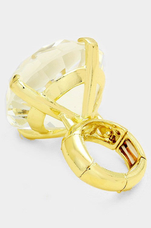 ROCK STRETCH RING GOLD CLR