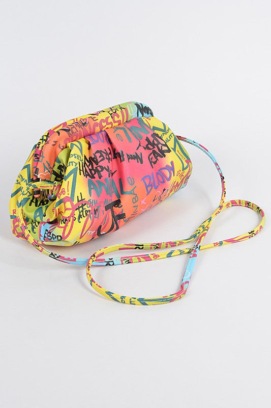 RAINBOW GRAFFITI CLUTCH BAG