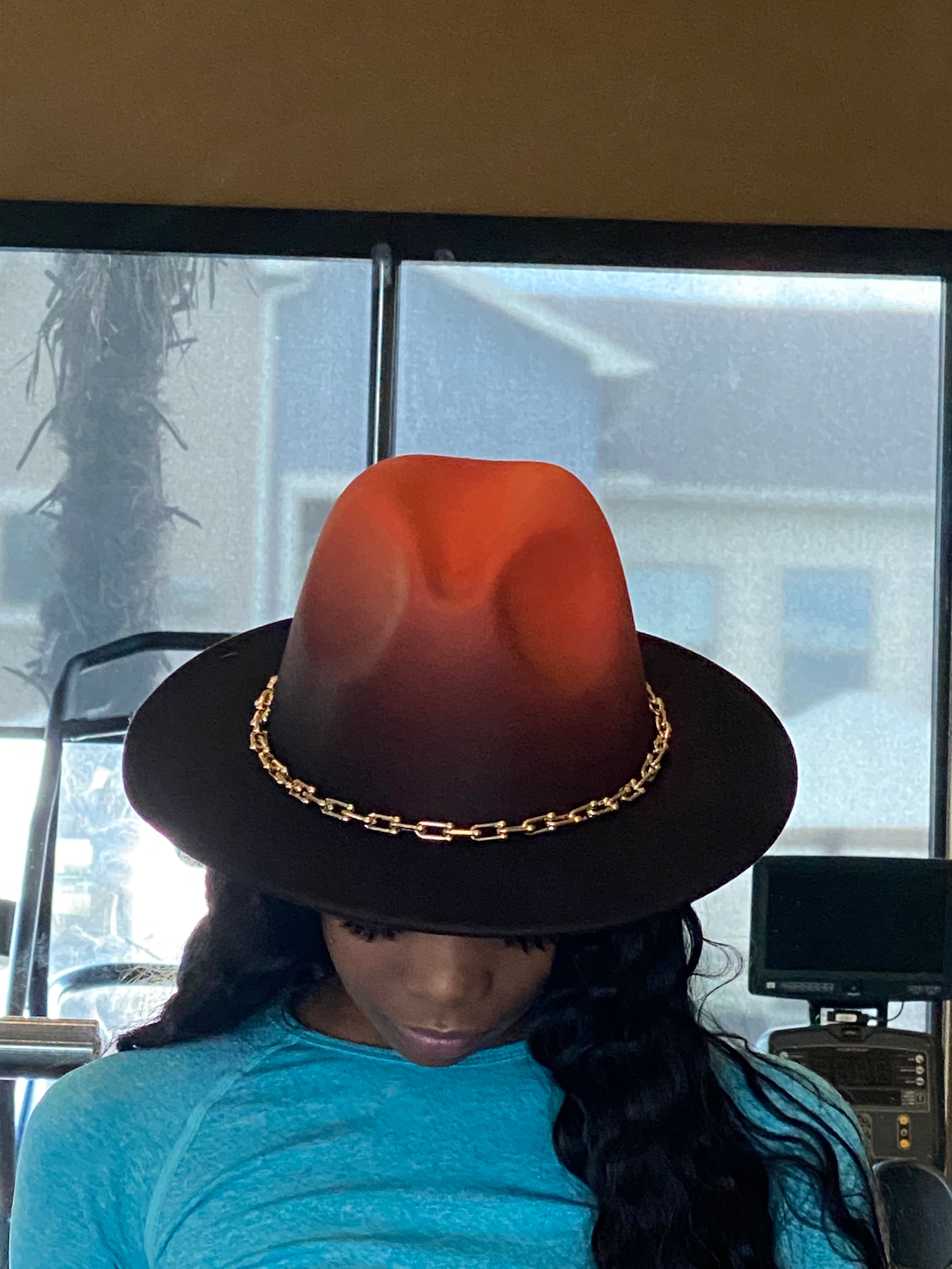 Ombre Chain Fedora Orange
