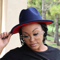 Navy Red Fedora
