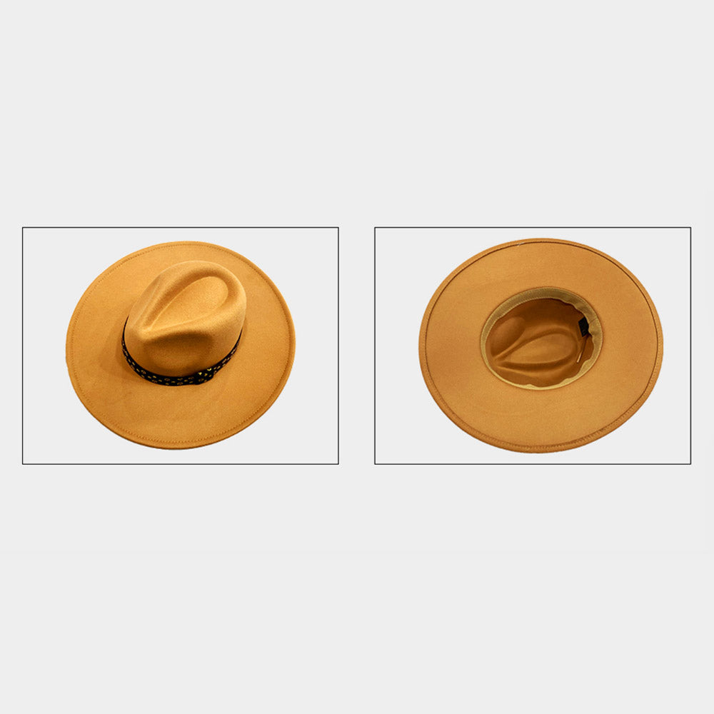 Luxe Band Wide Brim Fedora Camel