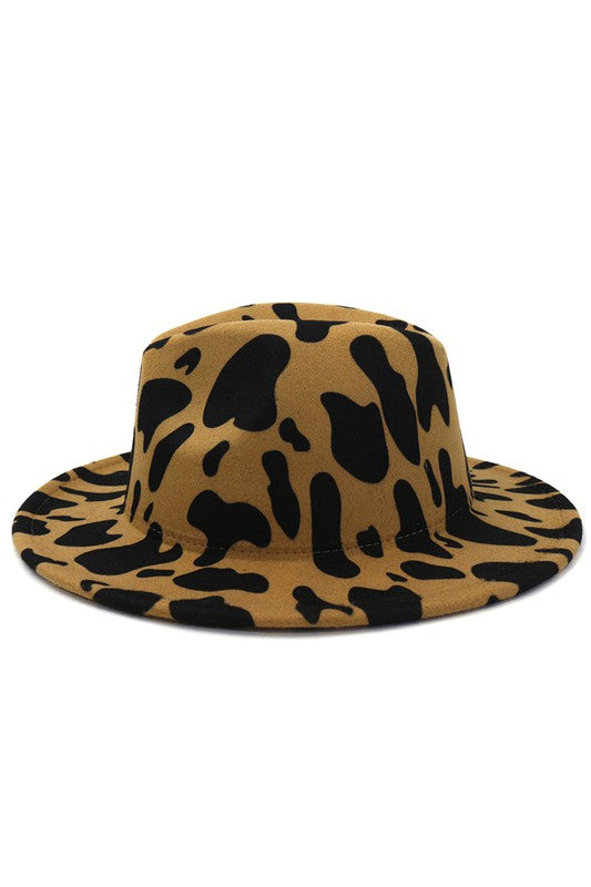 Cow Print Fedora Olive