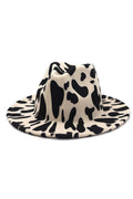 Cow Print Fedora Beige