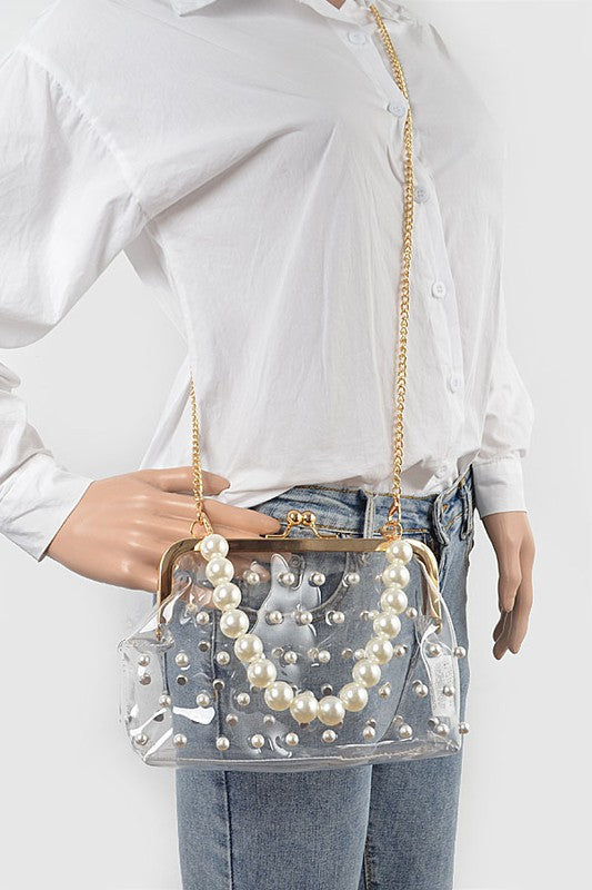 Clear Pearly Clutch Purse