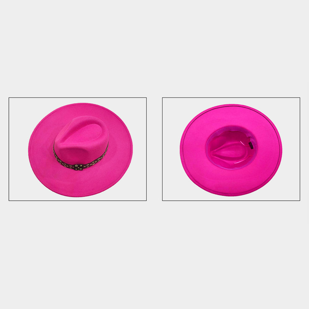 Luxe Band Wide Brim Fedora Fuchsia