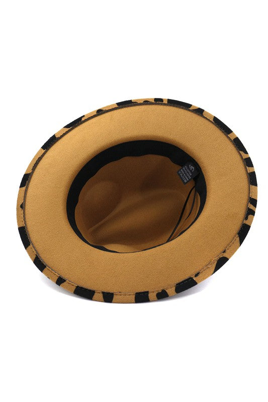 Cow Print Fedora Olive