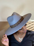 Luxe Band Wide Brim Fedora Grey