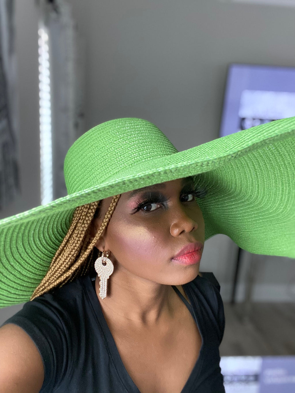 Big Straw Floppy Sun Hat Green