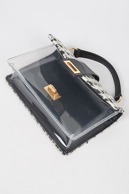 Houndstooth Transparent Purse Beige