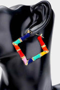 Small Bamboo Square Earrings Multi