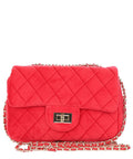Quilted Velvet Crossbody Red