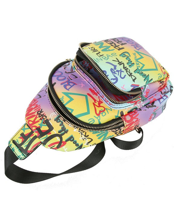 Graffiti Sling Crossbody Backpack 1