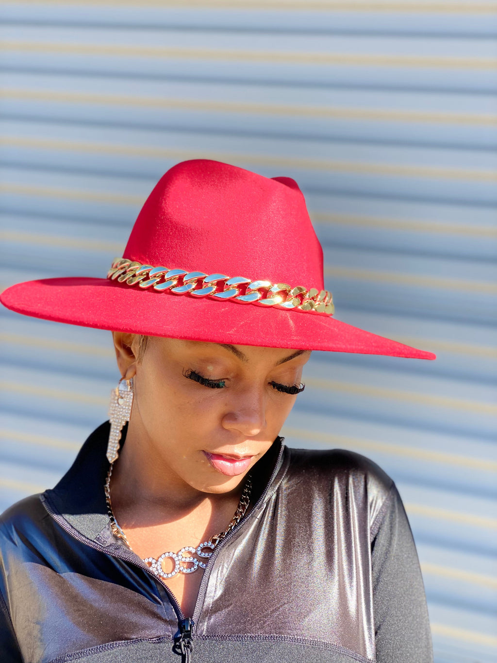 Hottest Red Black Chain Fedora