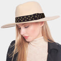 Luxe Band Wide Brim Fedora Beige