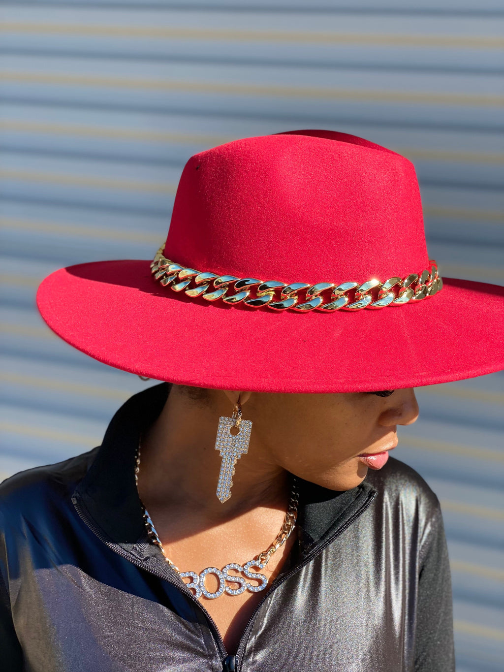 Hottest Red Black Chain Fedora
