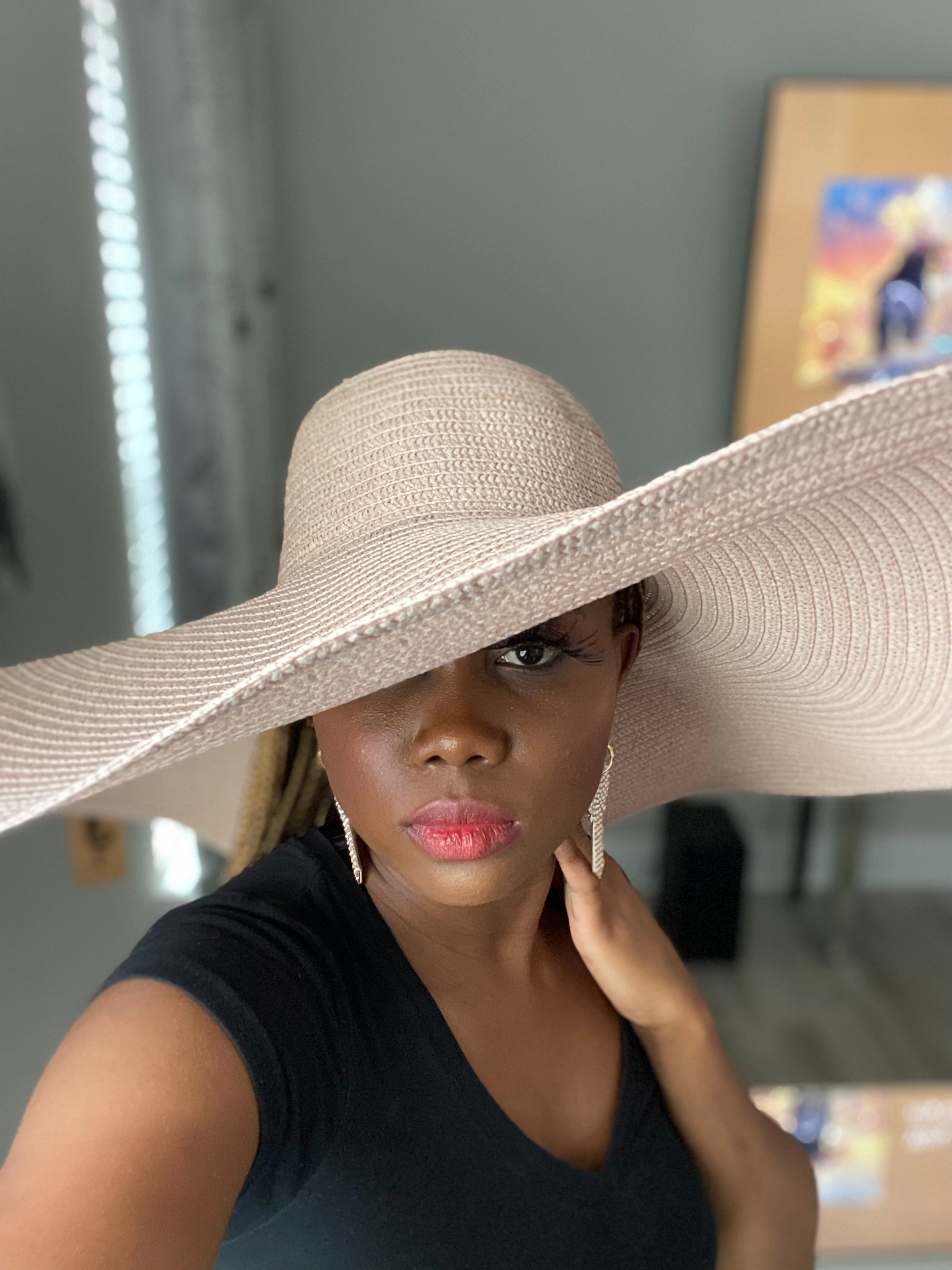 Big Straw Floppy Sun Hat Blush