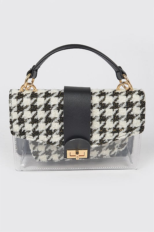 Houndstooth Transparent Purse Beige