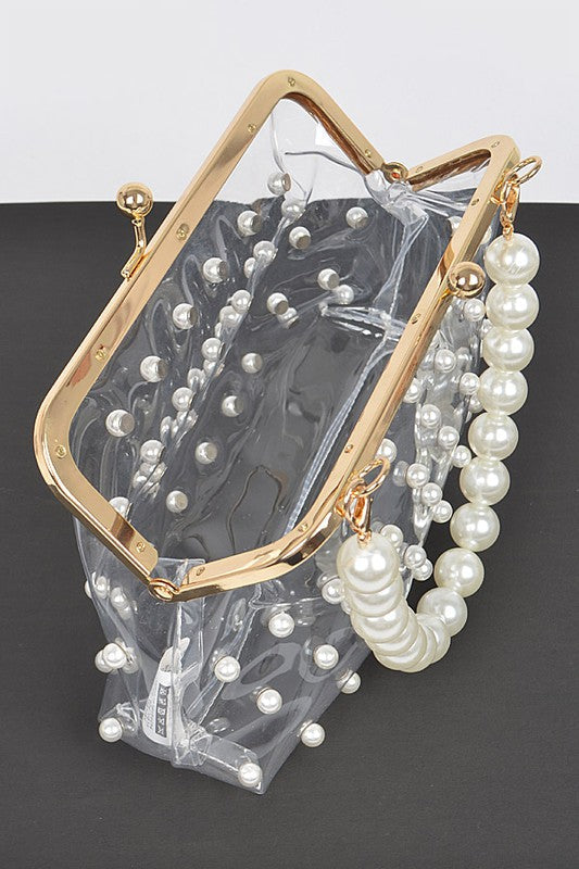 Clear Pearly Clutch Purse