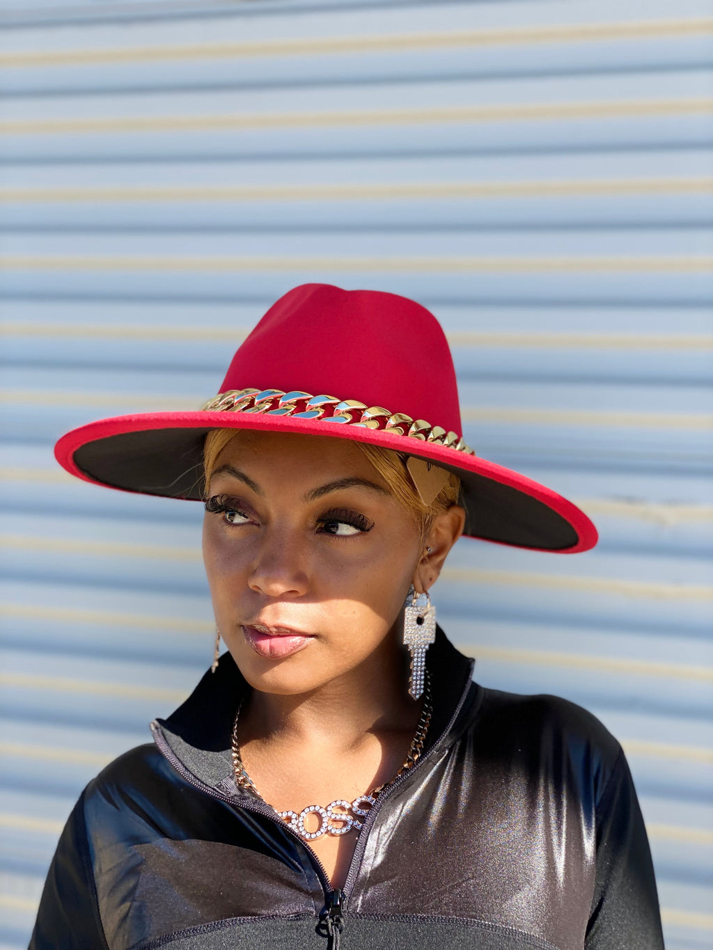 Hottest Red Black Chain Fedora