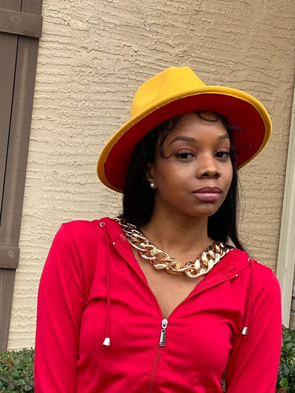Mustard With Red Fedora