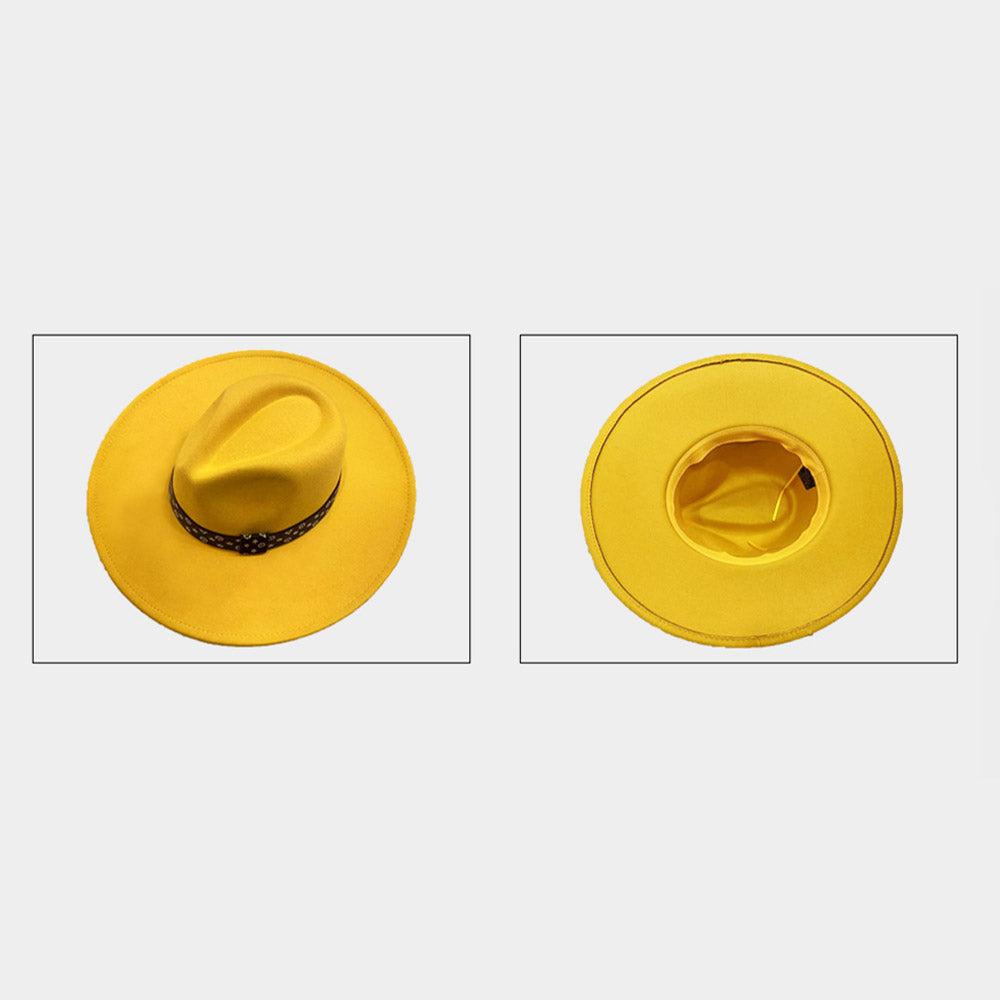 Luxe Band Wide Brim Fedora Mustard