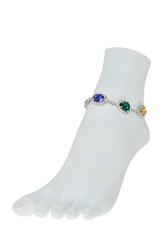 Crystal Teardrop Anklet Multi