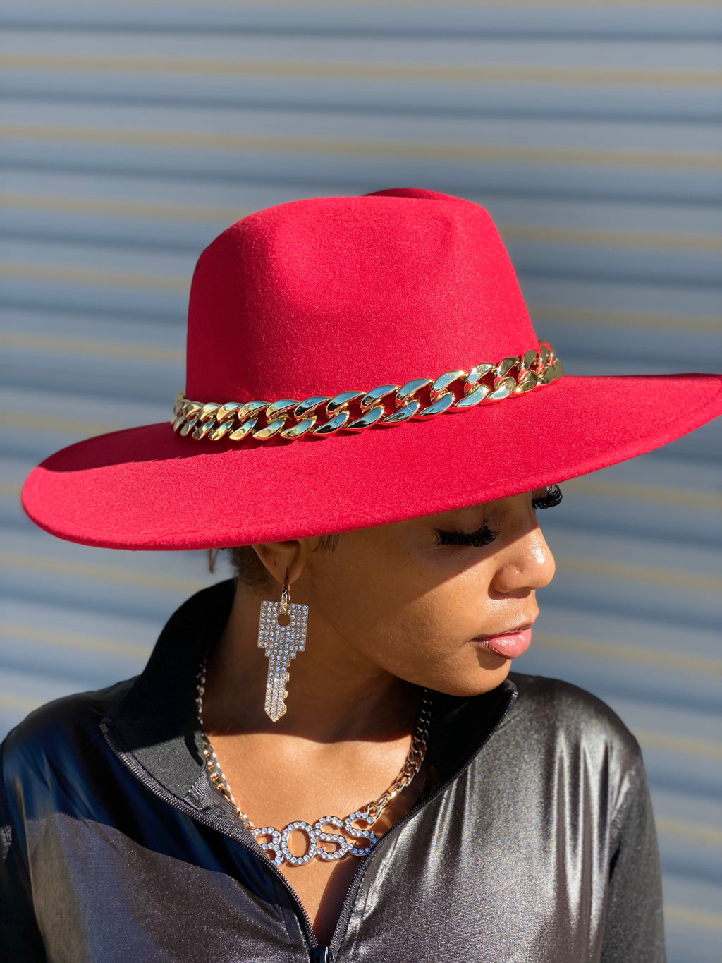 Hottest Red Black Chain Fedora