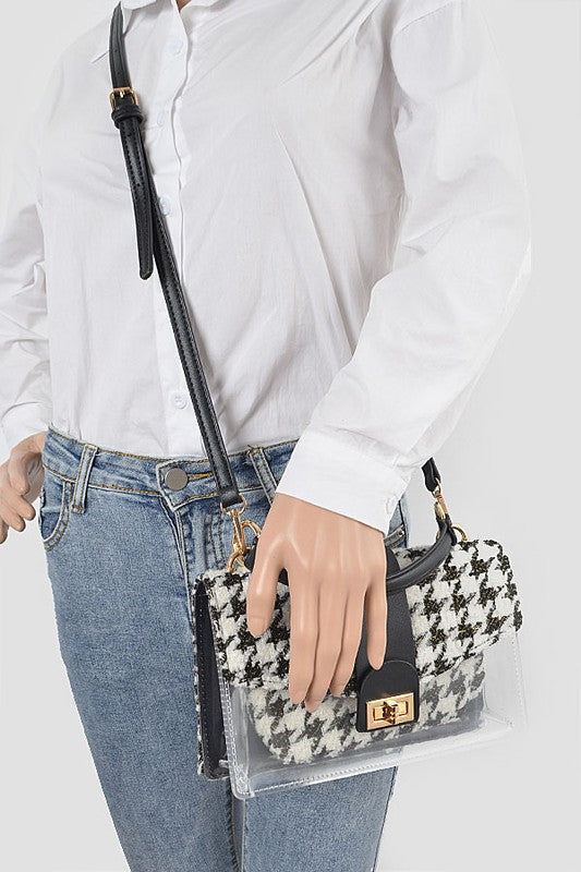 Houndstooth Transparent Purse Beige