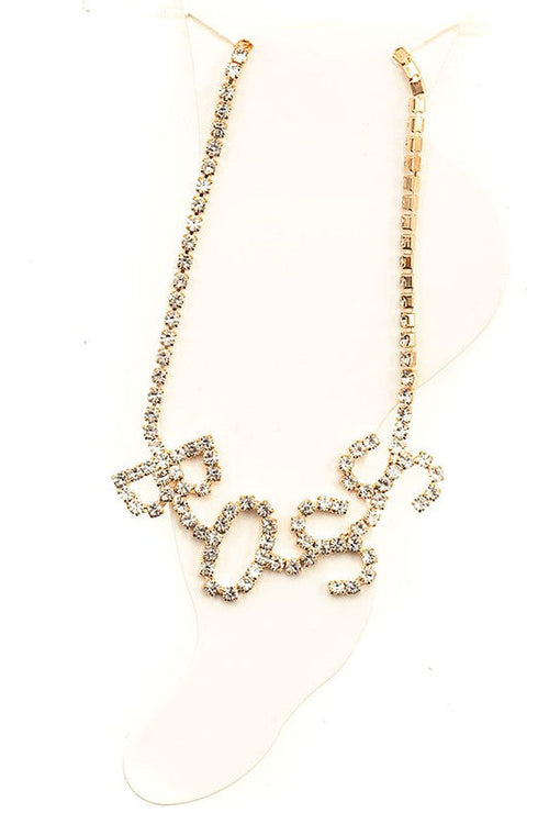Boss Rhinestone Anklet Gold