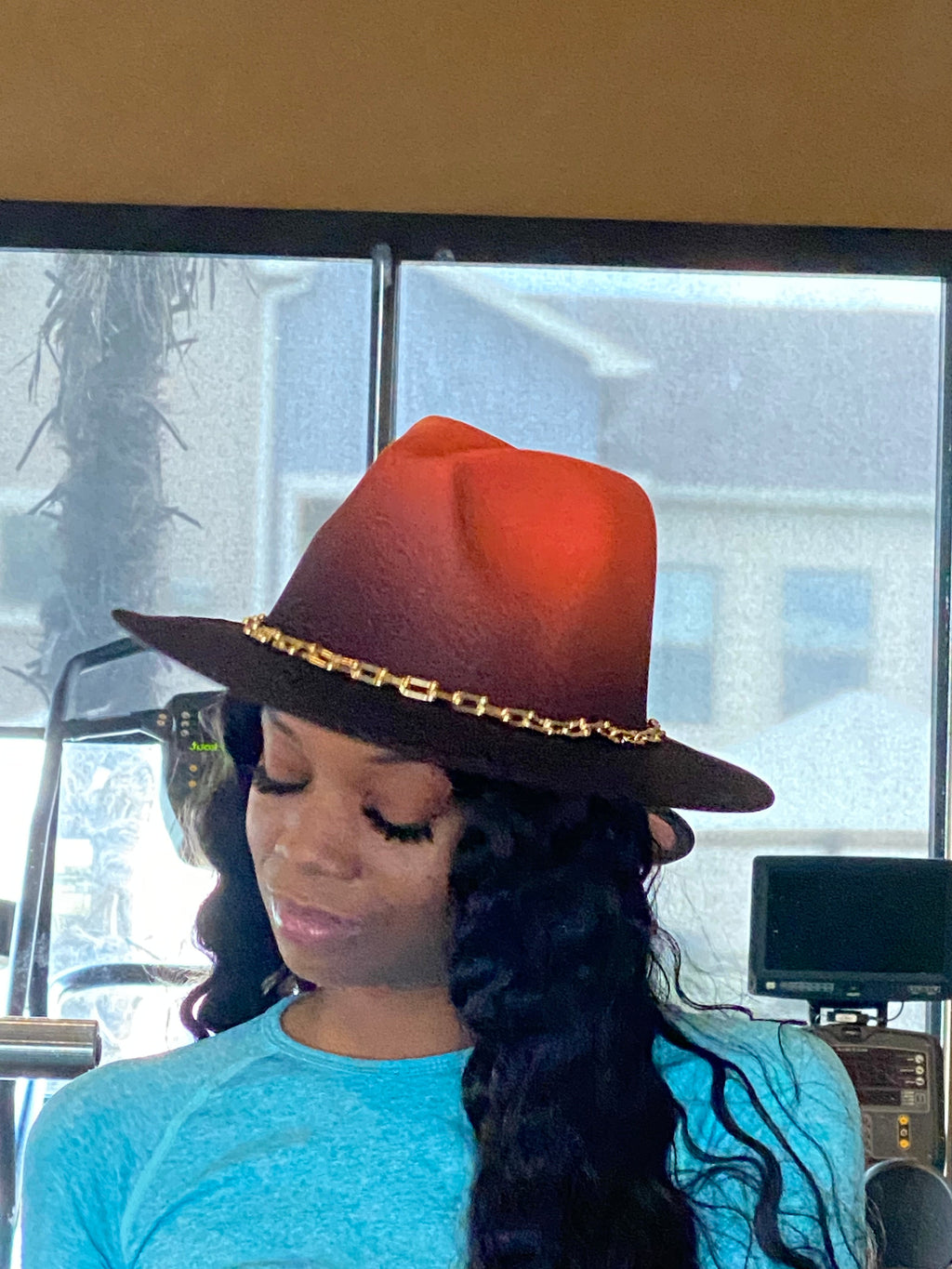 Ombre Chain Fedora Orange