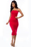 Fav Tube Midi Dress Red