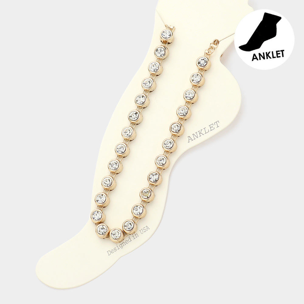 Round Stone Bezel Anklet