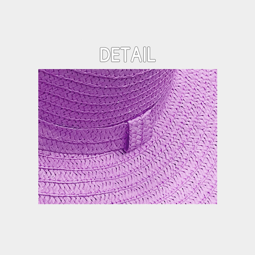 Big Oversized Straw Floppy Sun Hat Lilac
