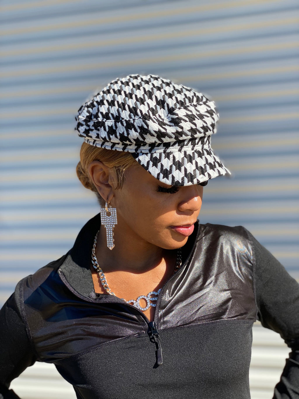 Houndstooth Newsboy Hat