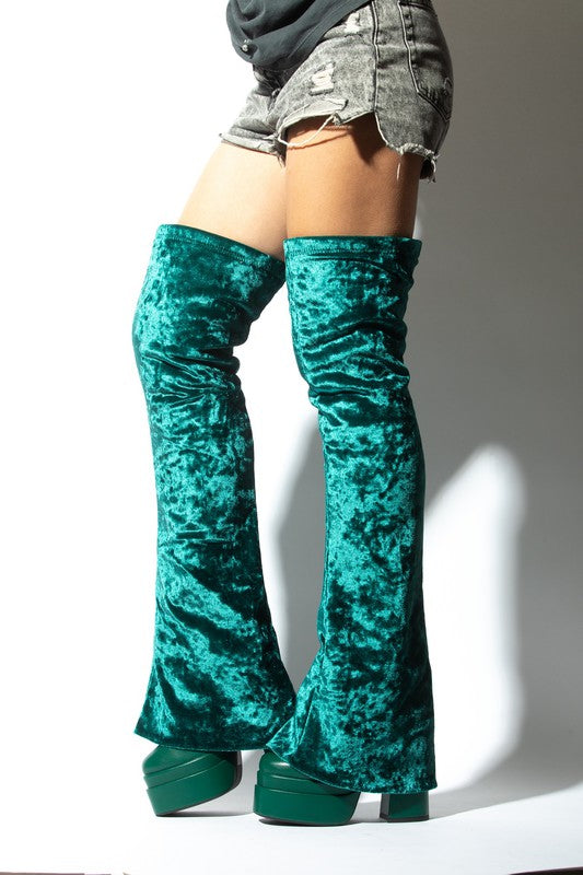 Velvet Boots Green