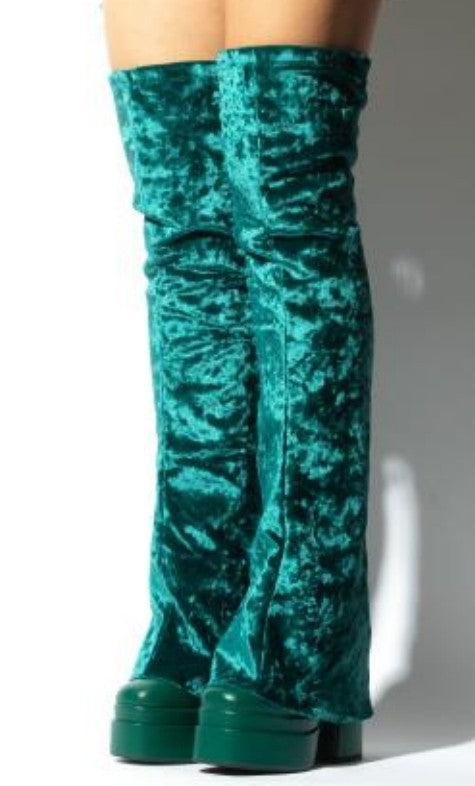 Velvet Boots Green