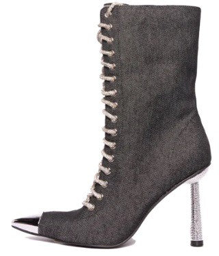 Bling Black Denim Boots