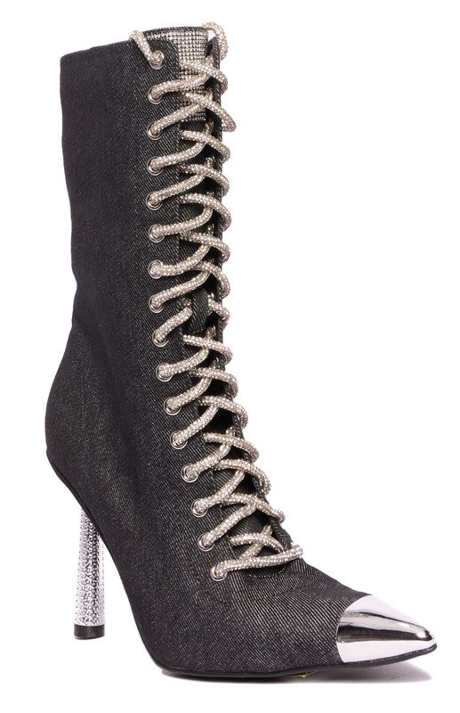 Bling Black Denim Boots
