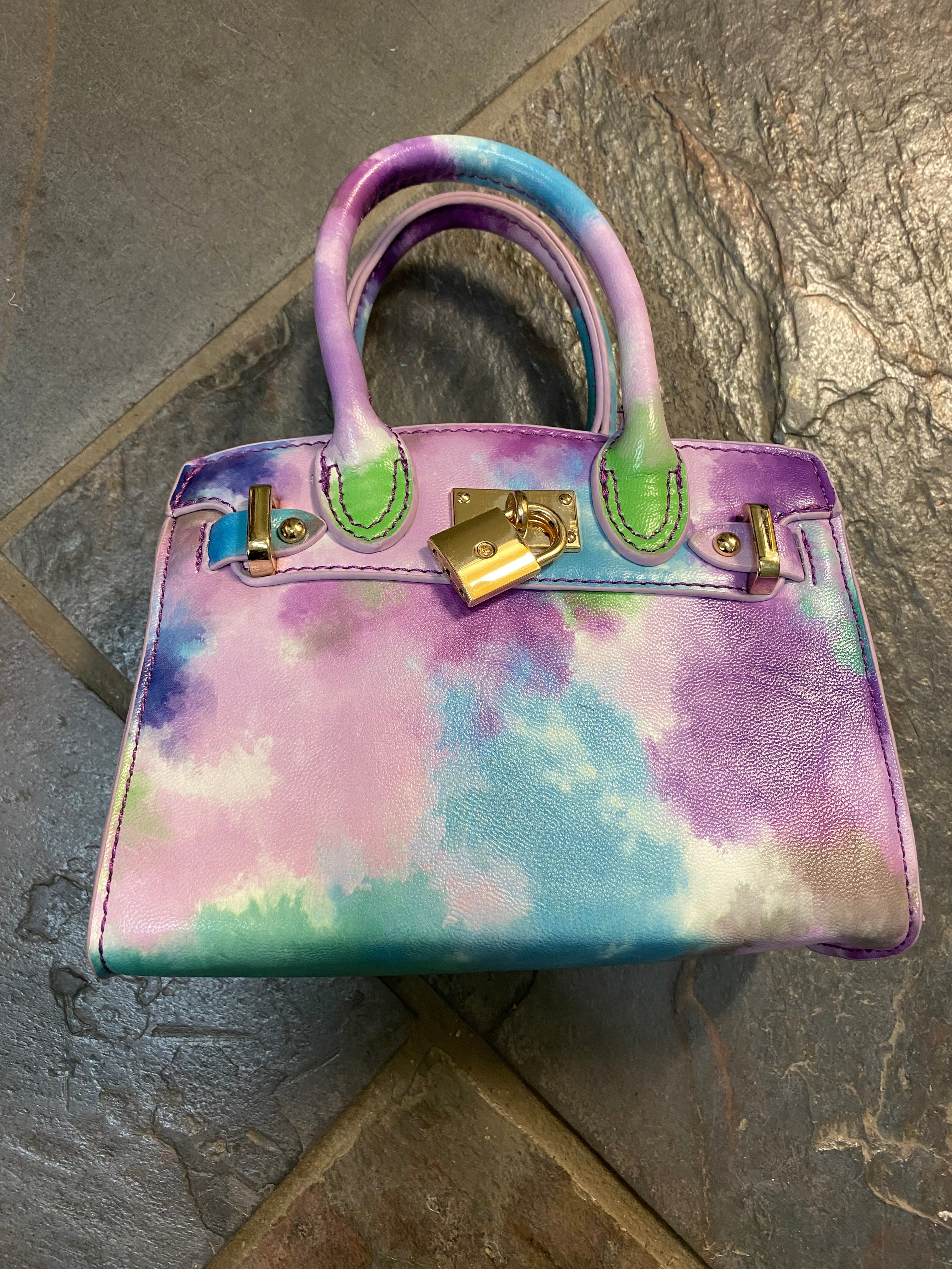 Lilac Watercolor Love Padlock Bag