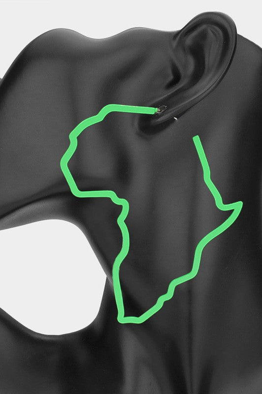 Africa Map Earrings Green