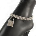 Rhinestone Padlock Anklet Silver