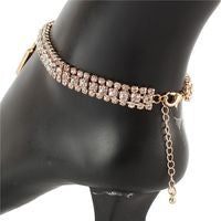 Rhinestone Padlock Anklet Gold